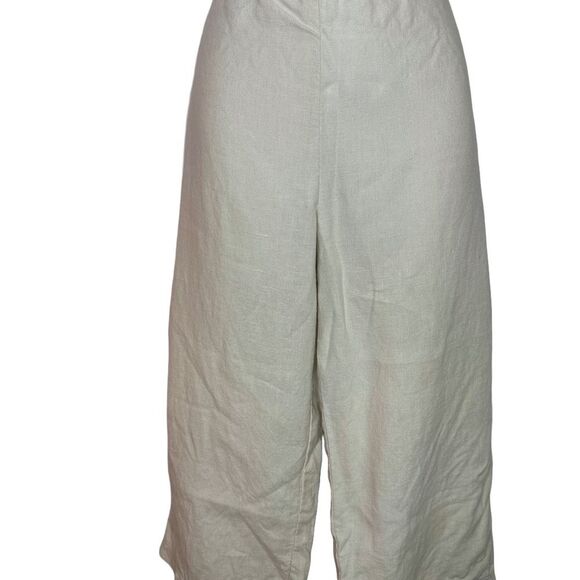 Eileen Fisher Cream Wide-Leg Linen Cropped Pants Size PL - Picture 1 of 6